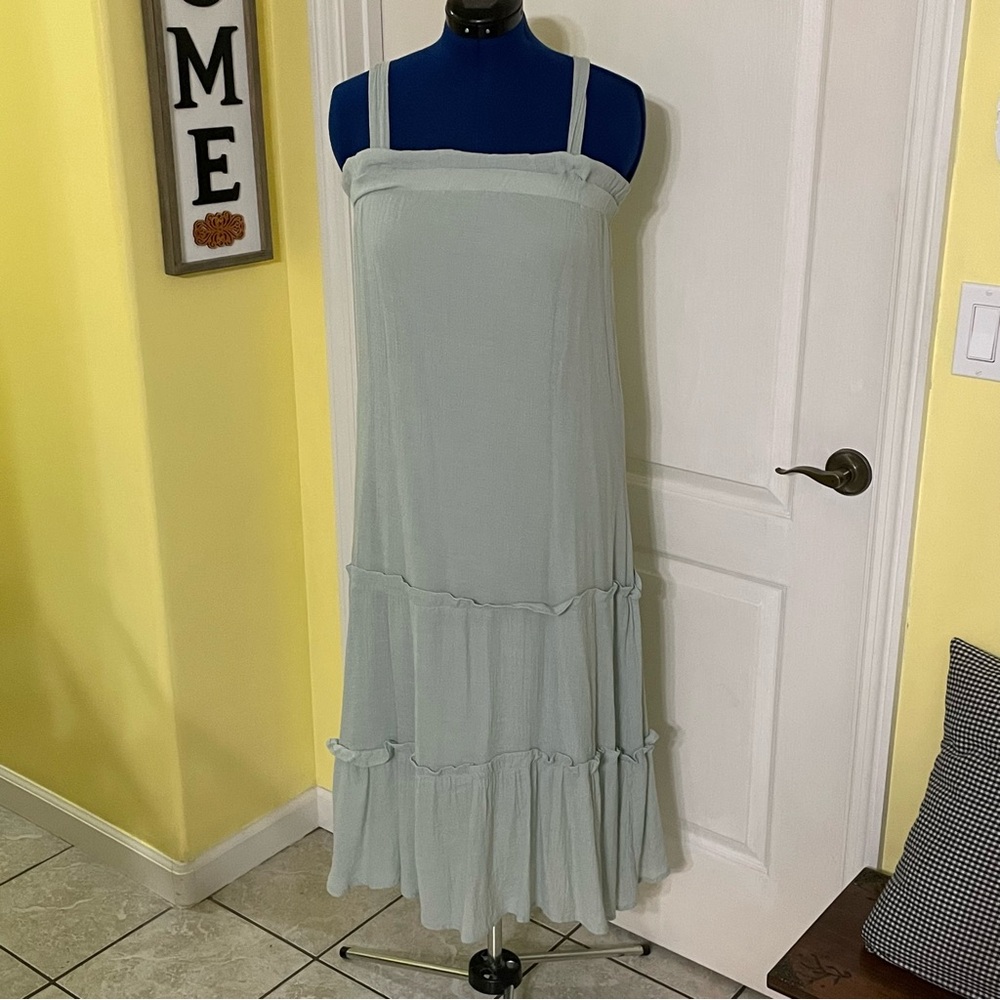 Flower & Feather Mint Crinkle Tube Dress